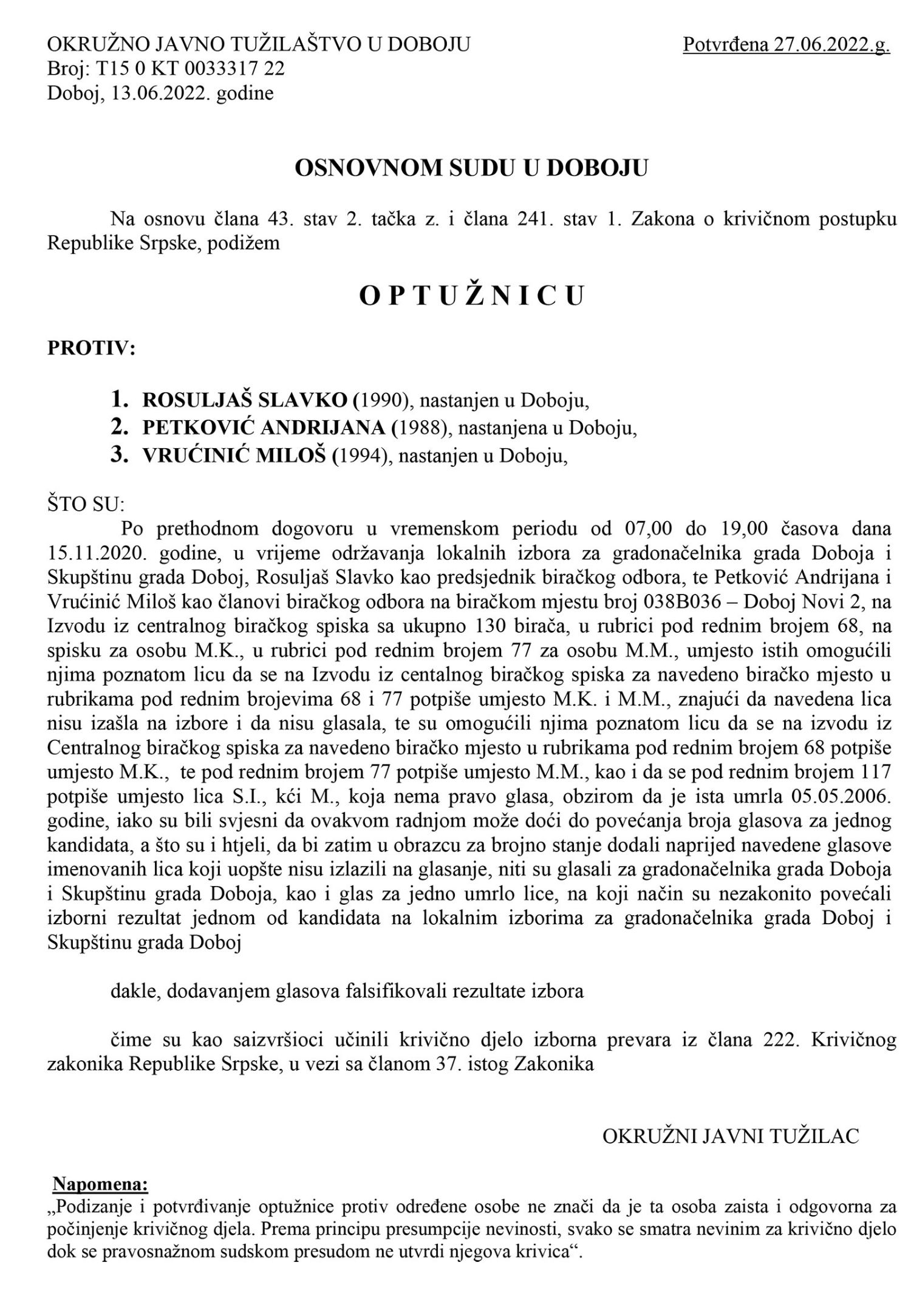 Anonimizirani dispozitiv optuznice KT 33317 221