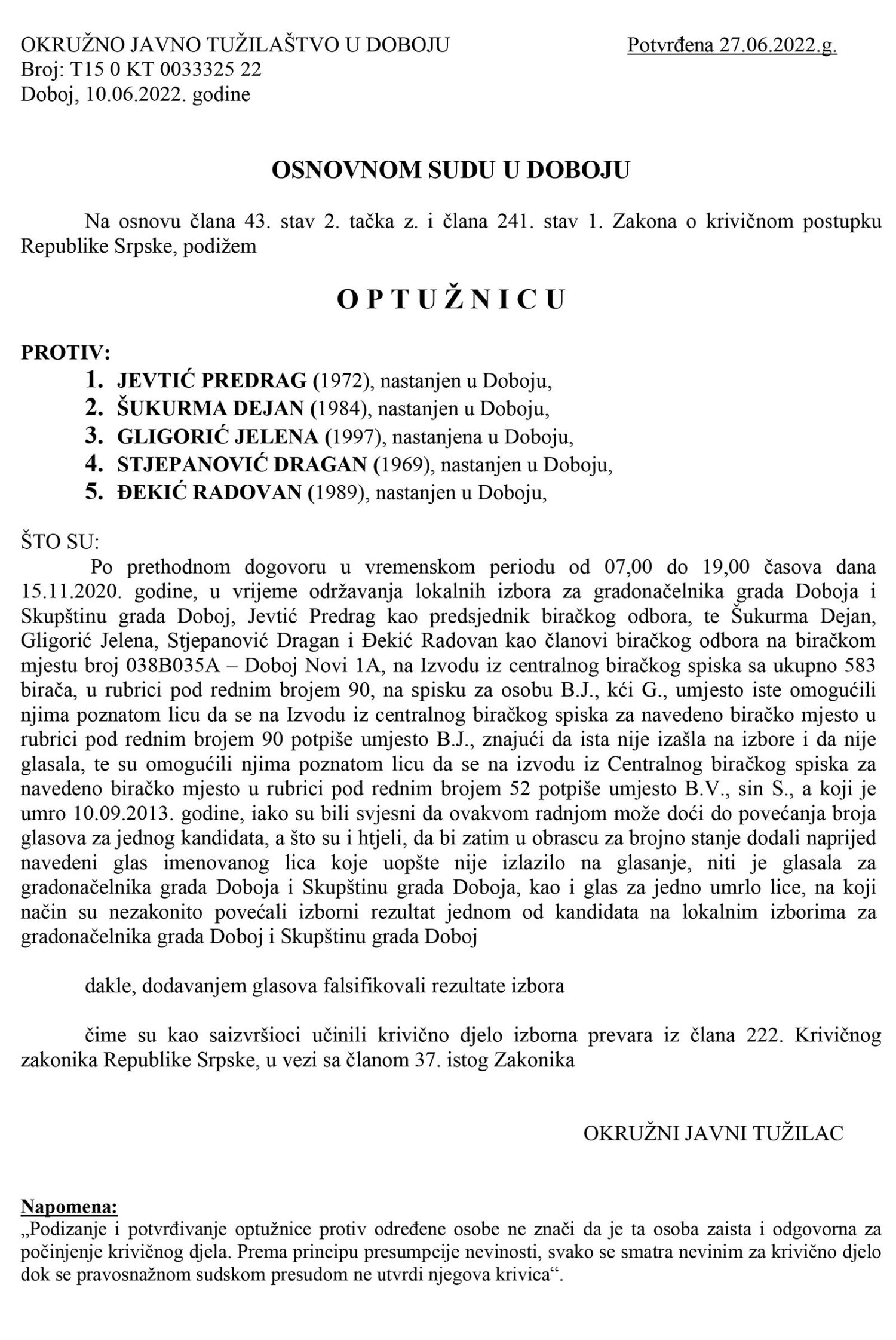 Anonimizirani dispozitiv optuznice KT 33325 221