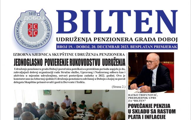 FOTO: Dobojski Info | DOBOJ: Bilten ponovo u rukama penzionera nakon dvogodišnje pauze