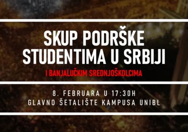 DOBOJSKI INFO NAJAVLJUJE: Mirni skup podrške studentima u Srbiji i srednjoškolcima u Banjoj Luci