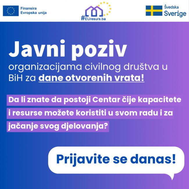 FOTO: Dobojski Info | Prijavite se na Dane otvorenih vrata Resursnog centra za organizacije civilnog društva u BiH