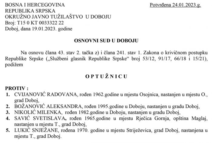 FOTO: Dobojski Info | Potvrđena optužnica protiv pet članova biračkog odbora zbog izborne prevare - Trbuk