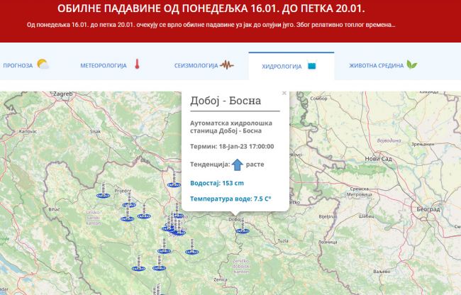 FOTO: Dobojski Info | DOBOJSKI INFO UPOZORAVA: U večernjim časovima moguće povećanje vodostaja rijeke Bosne