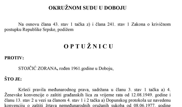 DOBOJ: Potvrđena optužnica za ratni zločin protiv civilnog stanovništva na području opštine Derventa 1992.godine