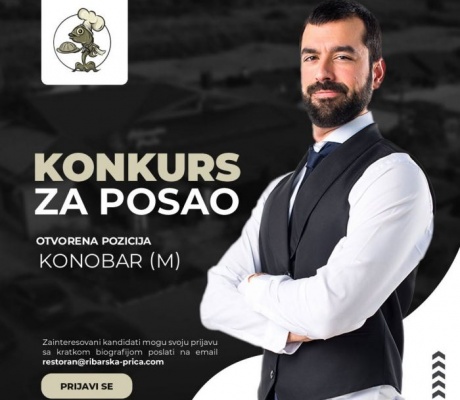 OGLAS ZA POSAO: Restoran "Ribarska priča" zapošljava na poziciji - Konobar (m)